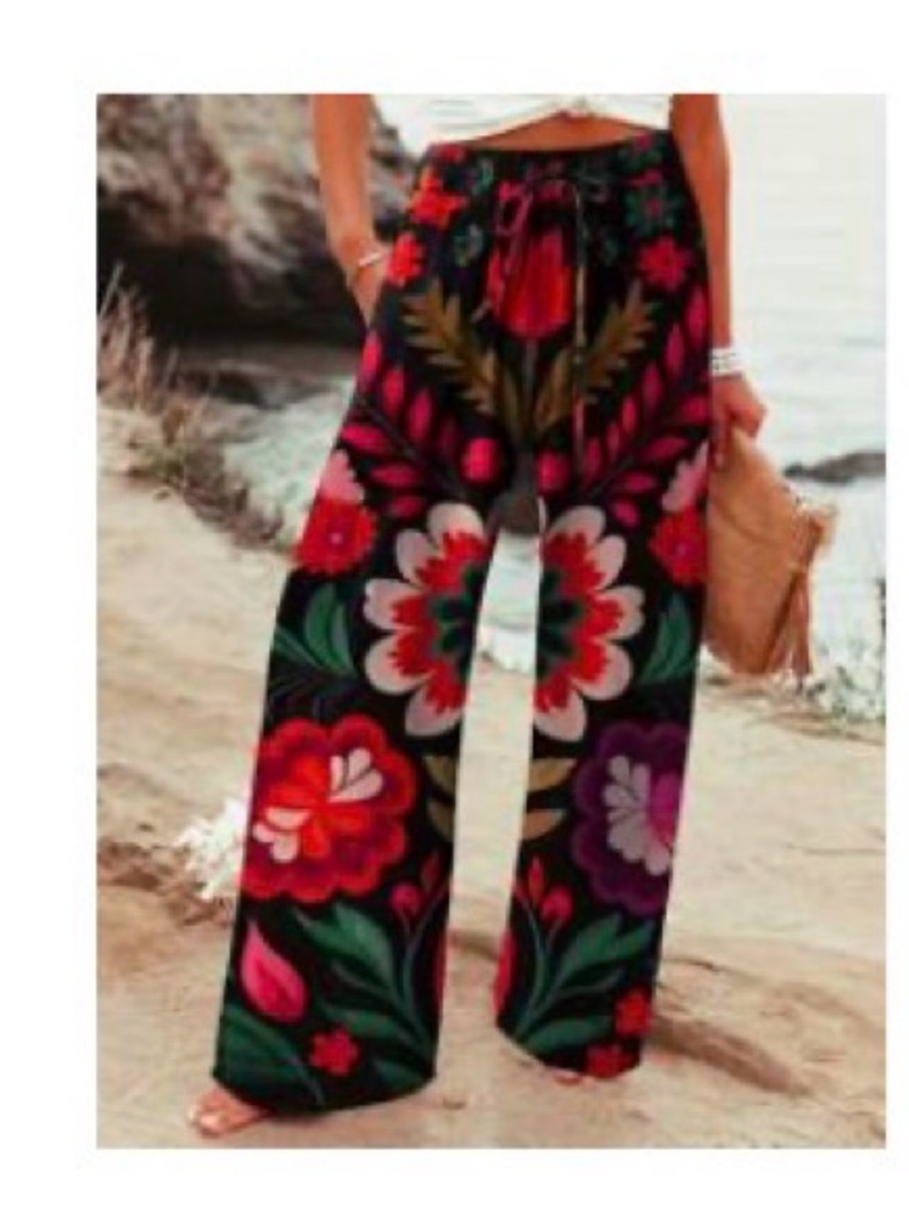 Floral Print Wide Leg Pants
